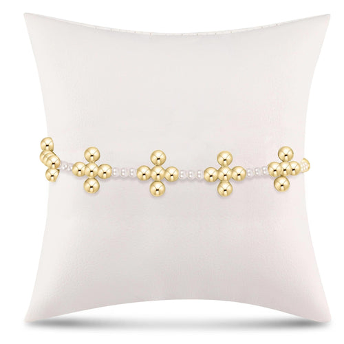 SIGNATURE CROSS PEARL PATTERN 4MM BEAD BRACELET - GOLD