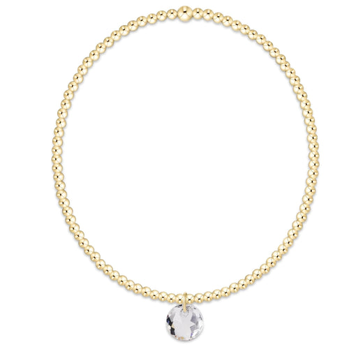 Classic Gold 2mm Bracelet - Reflection Small Charm - Diamond