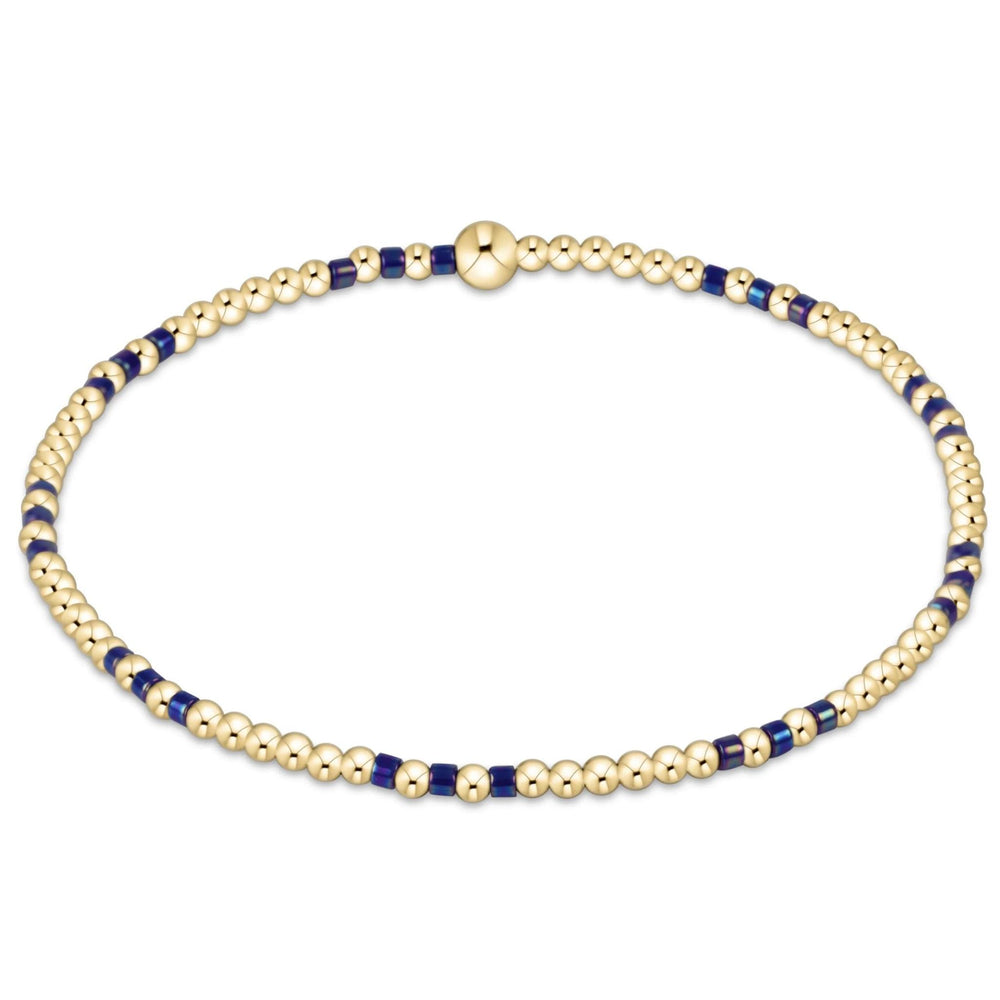 Hope Joy Pattern 2mm Bead Bracelet Blue Metallic