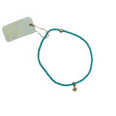 Hope Classic Turquoise Bracelet- Signature Cross Small Gold Charm