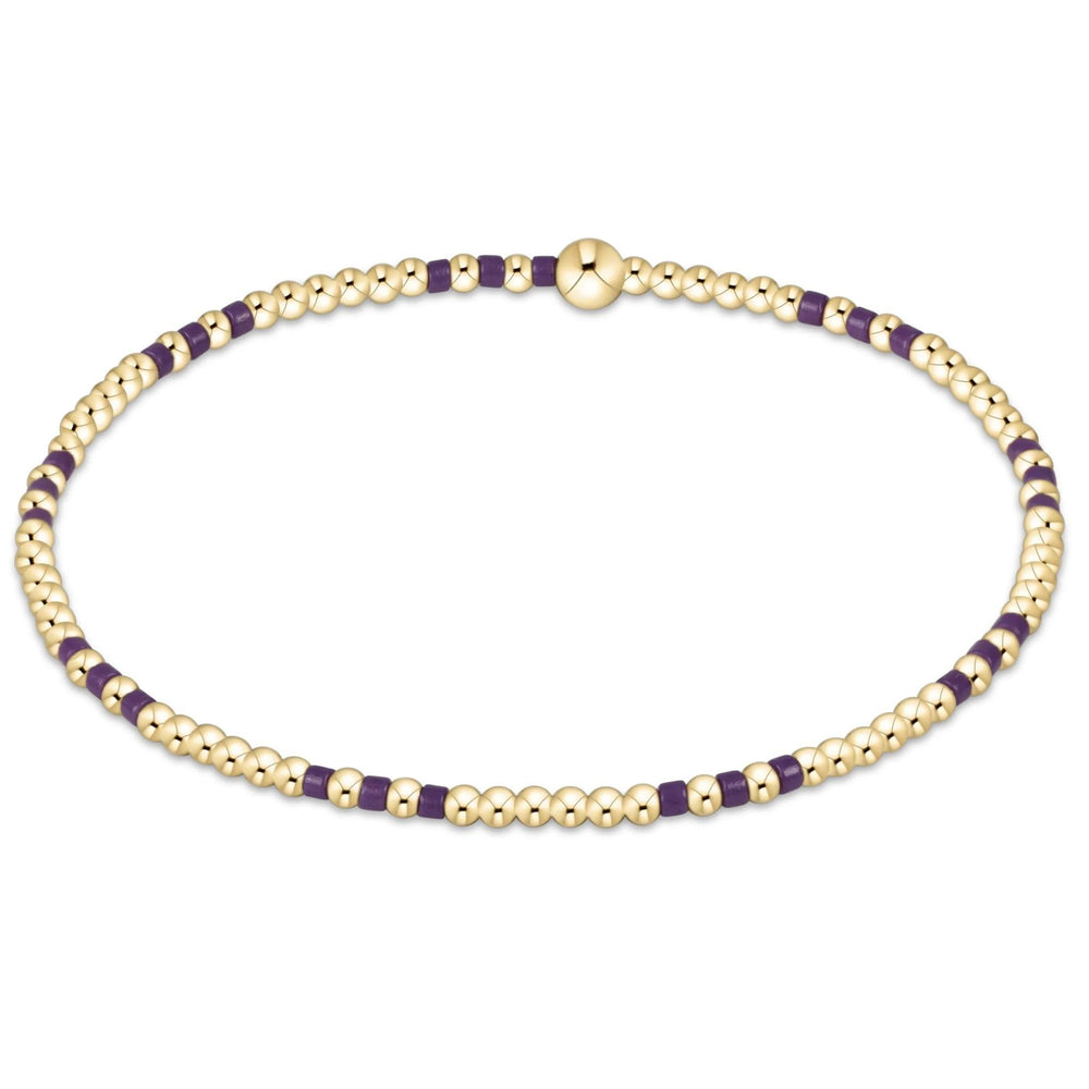 GAMEDAY HOPE JOY PATTERN 2MM BEAD BRACELET DEEP PURPLE