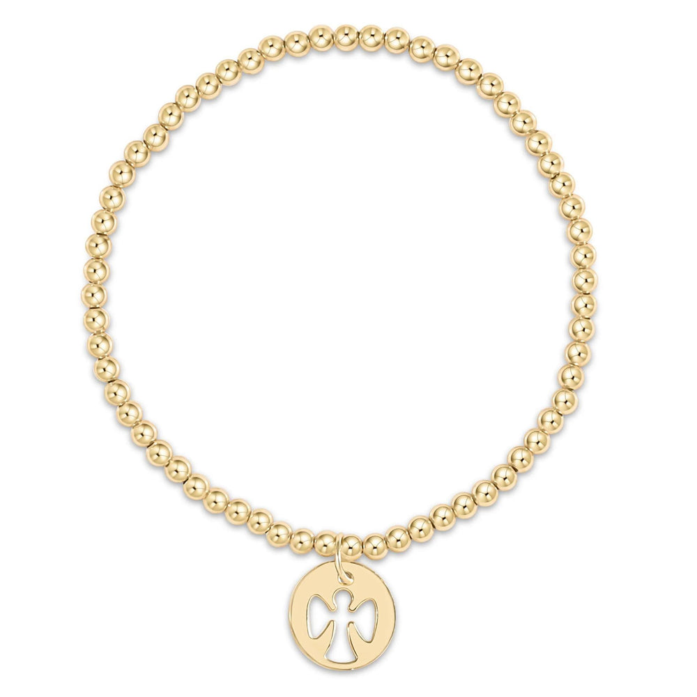 egirl Classic Gold 2mm Bead Bracelet - Guardian Angel Small Gold Disc