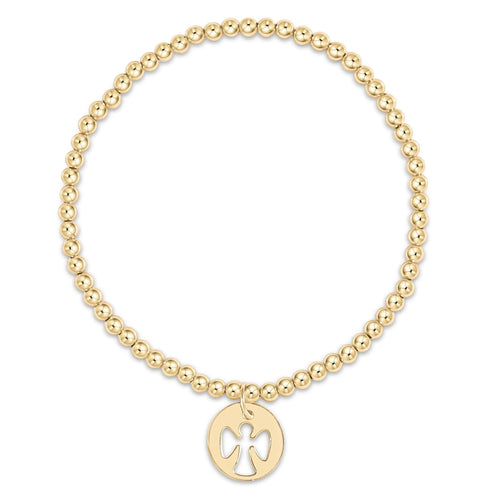 egirl Classic Gold 2mm Bead Bracelet - Guardian Angel Small Gold Disc