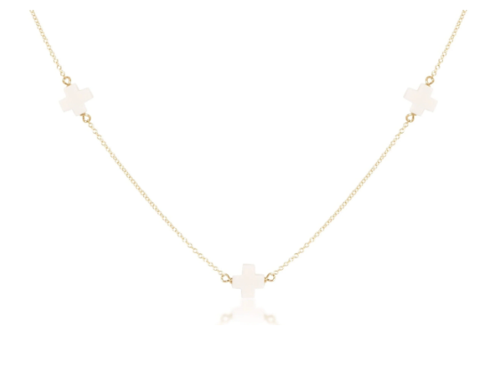 15" Choker Simplicity Chain Gold - Signature Cross Off-White