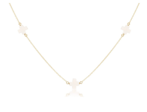15" Choker Simplicity Chain Gold - Signature Cross Off-White