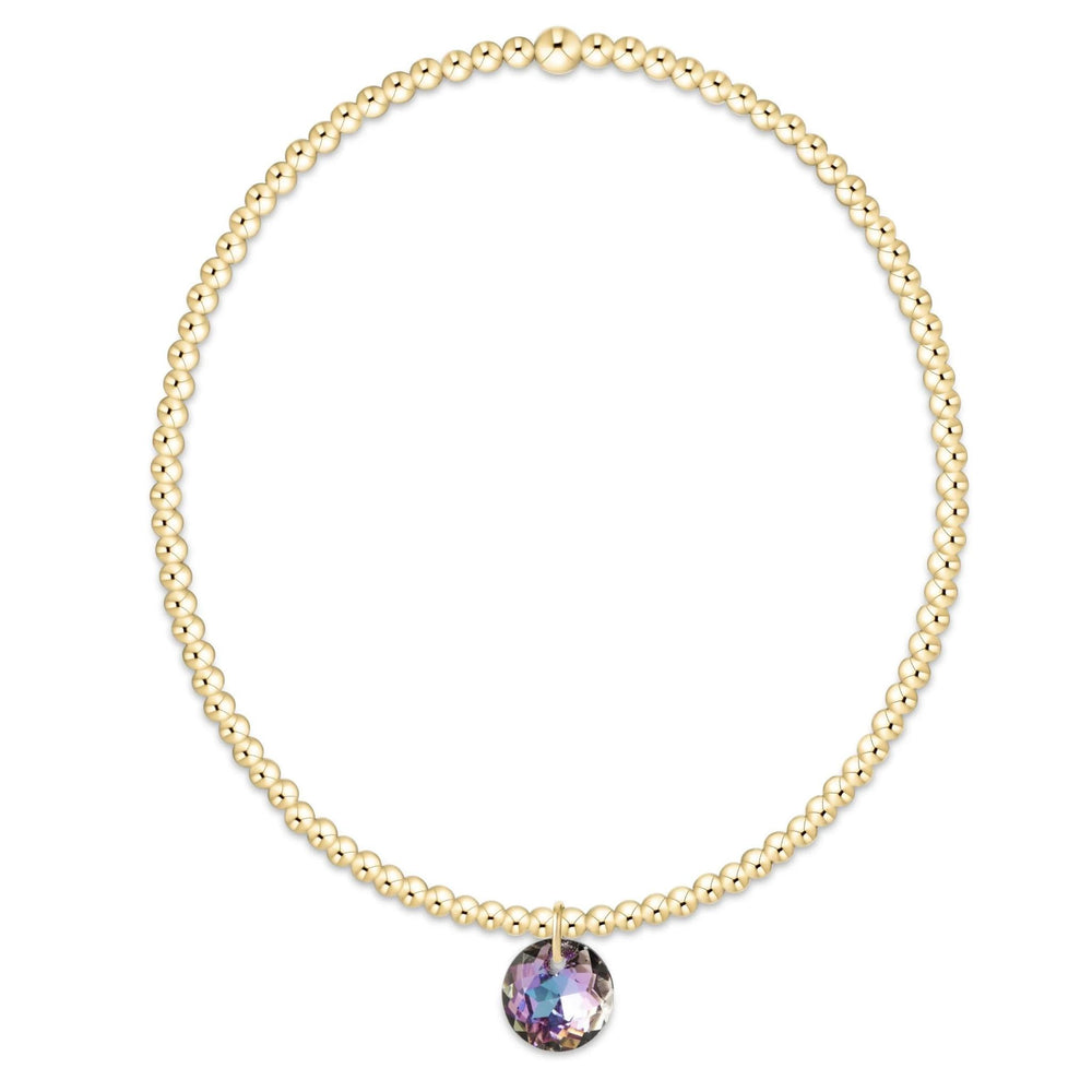 Classic Gold 2mm Bracelet - Reflection Small Charm - Alexandrite
