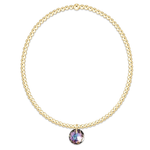 Classic Gold 2mm Bracelet - Reflection Small Charm - Alexandrite