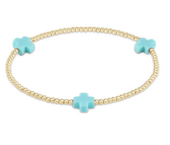 Signature Cross Gold Pattern 2mm Bead Bracelet - Mint