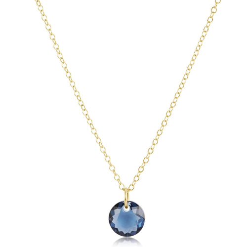 16" Necklace Gold Reflection Small Charm - Sapphire