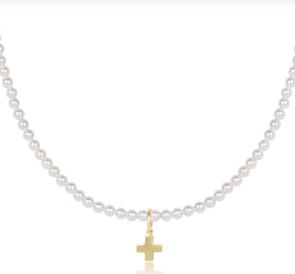 17" Choker Classic Pearl 3mm Bead - Signature Cross