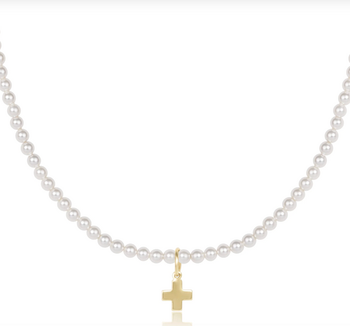 17" Choker Classic Pearl 3mm Bead - Signature Cross