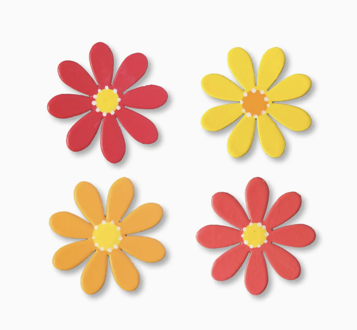 Daisy Magnets S/4 Warm Colors