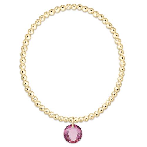 Classic Gold 3mm Bracelet - Reflection Charm - Tourmaline