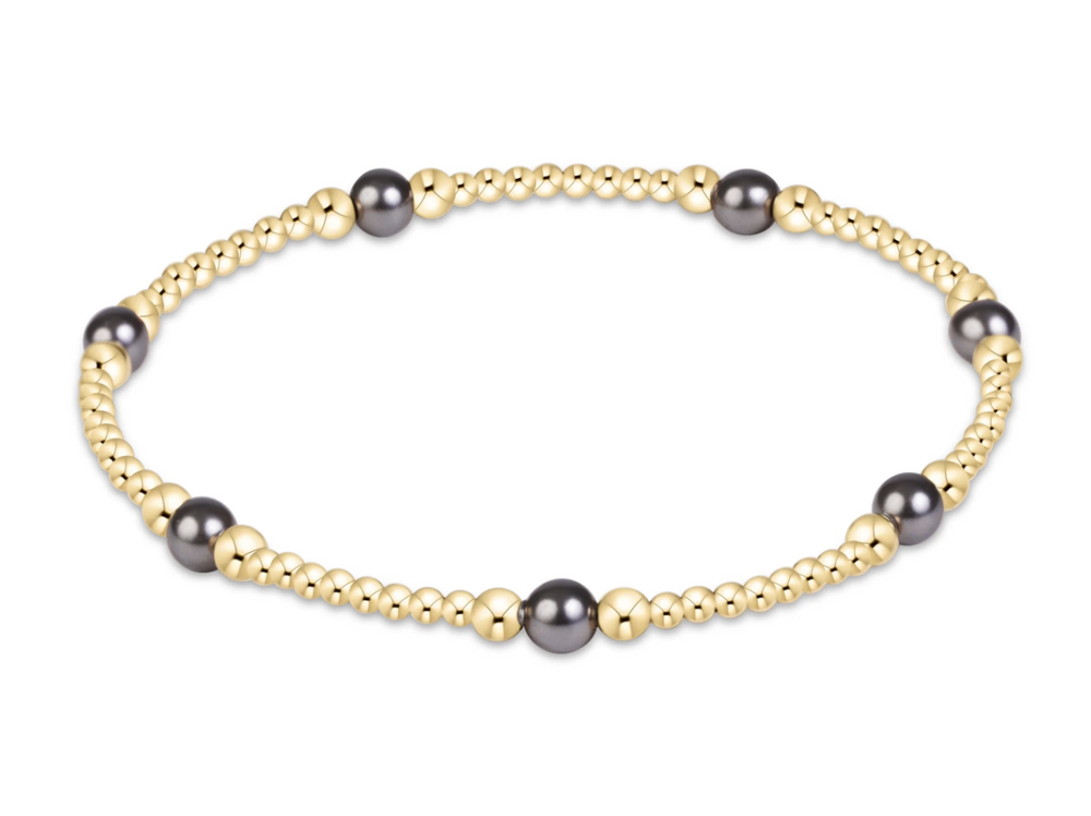 Purpose Pearl Dark Grey 4mm Gold Bracelet