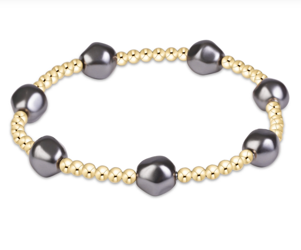 Admire Pearl Dark Grey 3mm Gold Bracelet