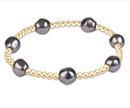 Admire Pearl Dark Grey 3mm Gold Bracelet