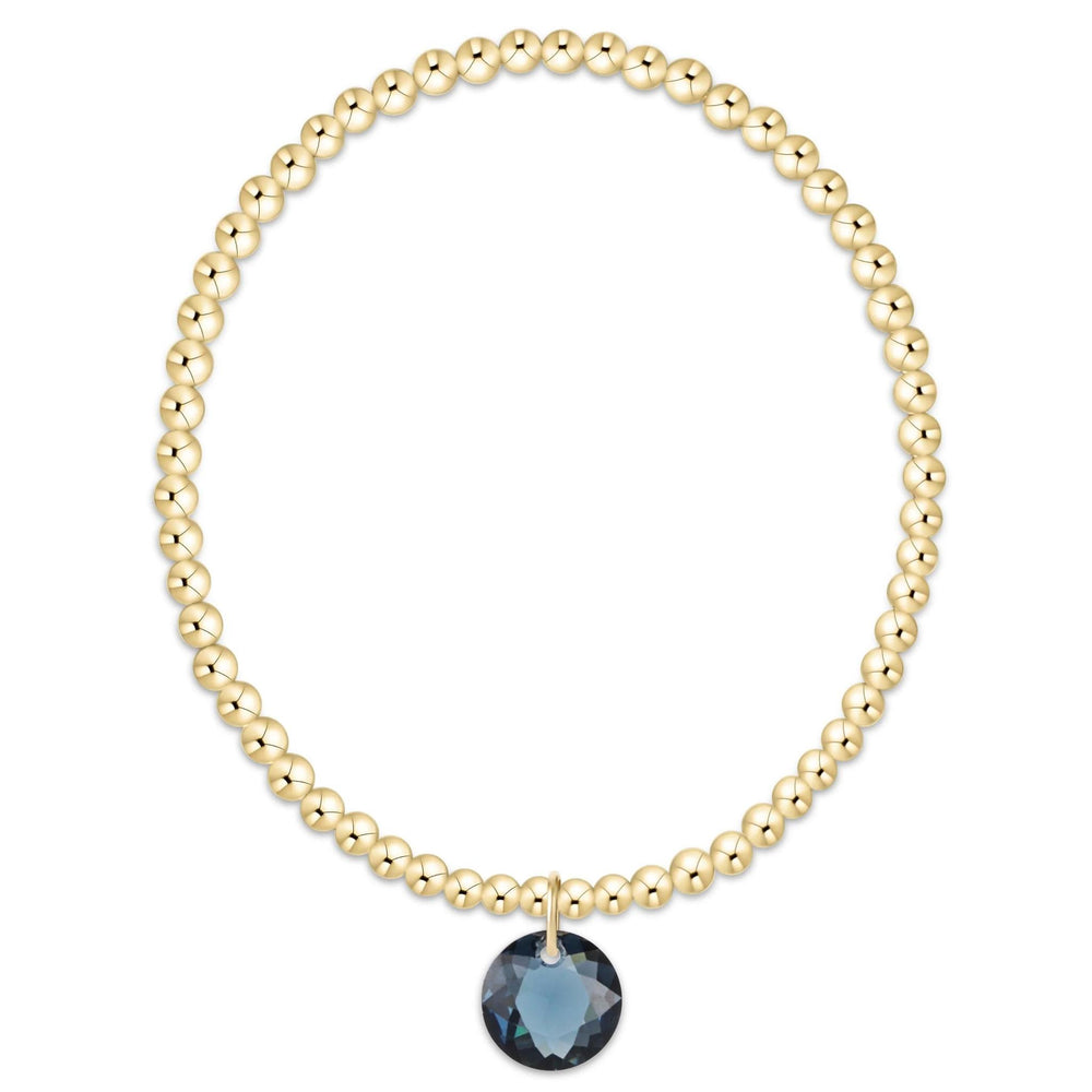 Classic Gold 3mm Bracelet - Reflection Charm - Sapphire