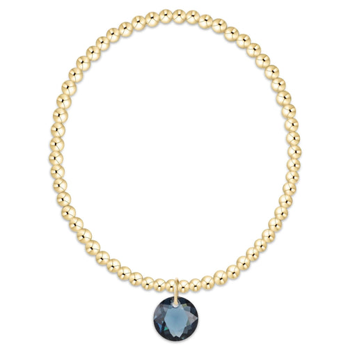 Classic Gold 3mm Bracelet - Reflection Charm - Sapphire