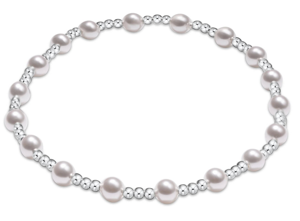 CLASSIC SINCERITY PATTERN STERLING 4MM BEAD BRACELET - PEARL