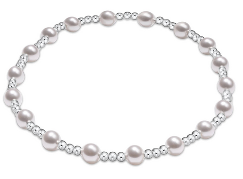 CLASSIC SINCERITY PATTERN STERLING 4MM BEAD BRACELET - PEARL