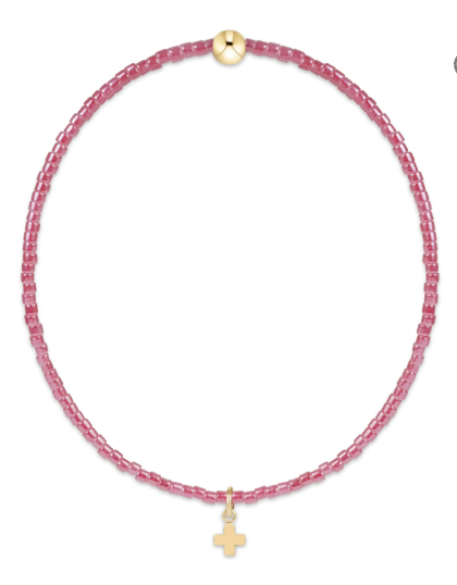 Hope Classic Pink Champagne Bracelet - Signature Cross Small Gold Charm