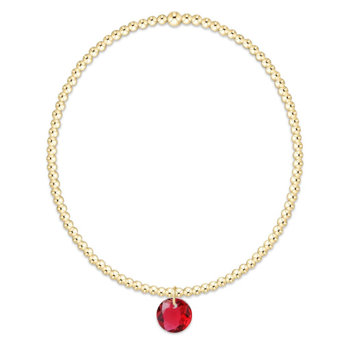 Classic Gold 2mm Bracelet - Reflection Small Charm - Ruby