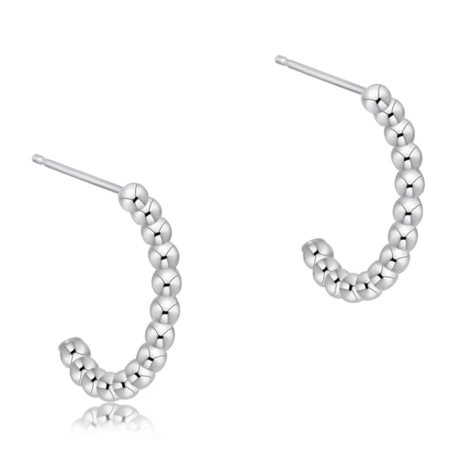 Beaded Classic 1" Post Hoop- 2mm Sterling