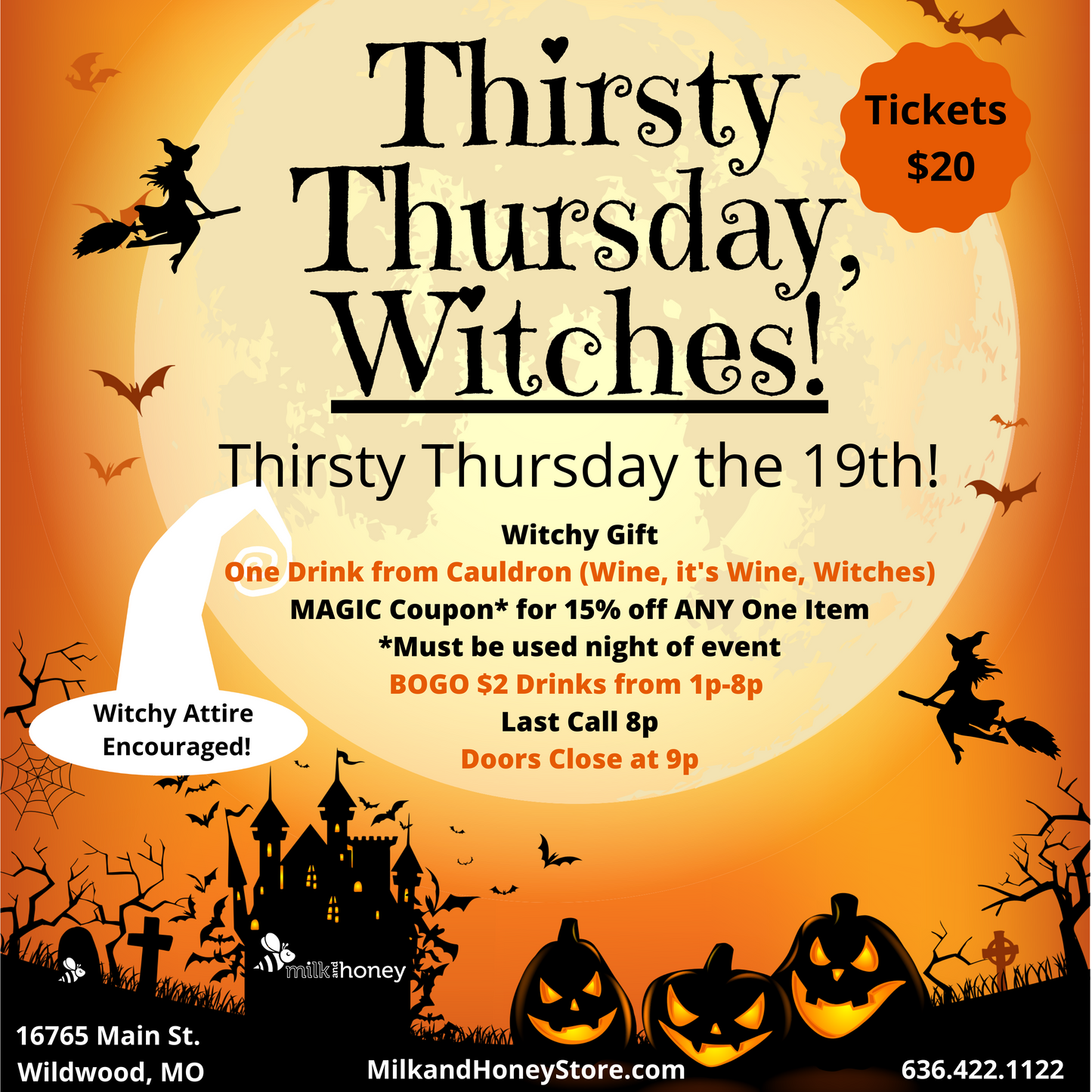Thirsty Thursday, Witches! October 19th 2023