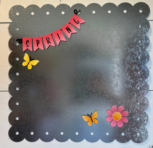 Scalloped Memo Board Galvanized Silver