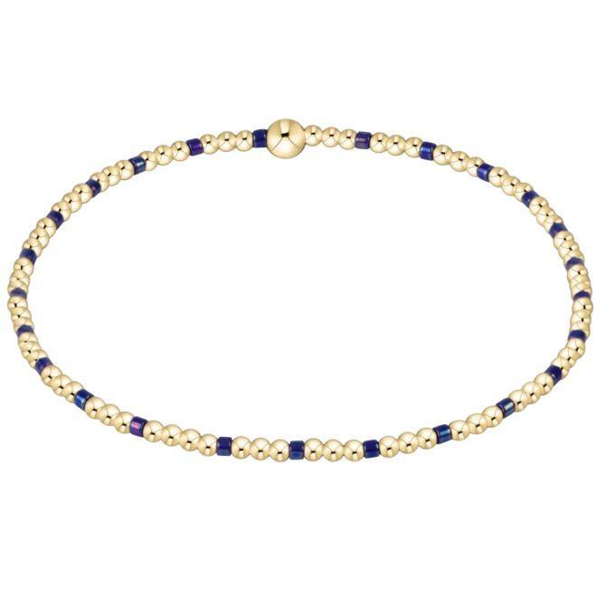 Hope Sincerity Pattern 2mm Bead Bracelet Blue Metallic