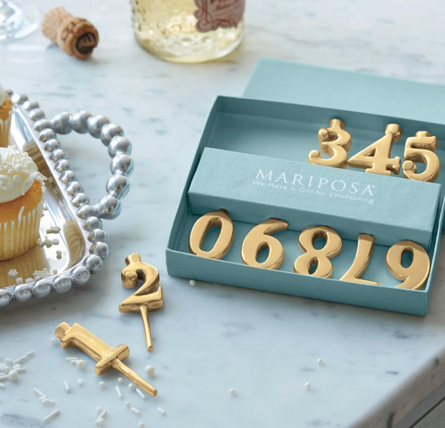 Gold Number Candle Holder Set