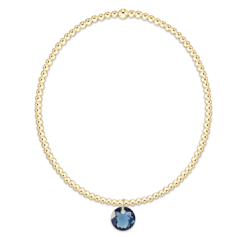 Classic Gold 2mm Bracelet - Reflection Small Charm - Sapphire