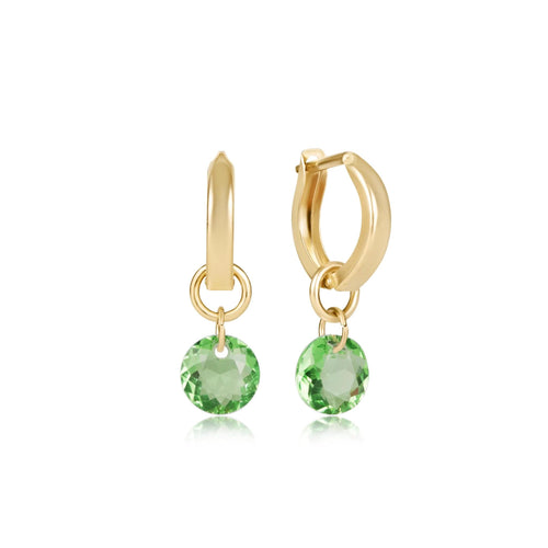 Huggie Gold 0.5" Hoop - Reflection Small Charm - Peridot
