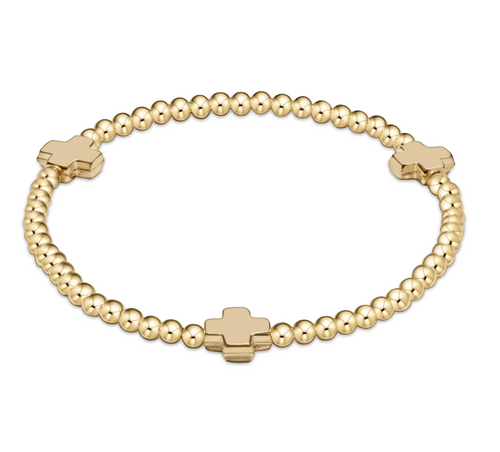 Signature Cross 3mm Gold Bracelet - Gold