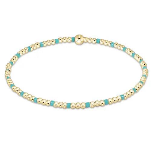 Hope Sincerity Pattern 2mm Bead Bracelet - Turquoise