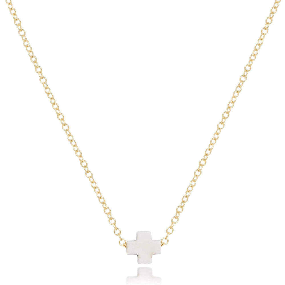 16" Necklace Gold - Signature Cross Small Off-White