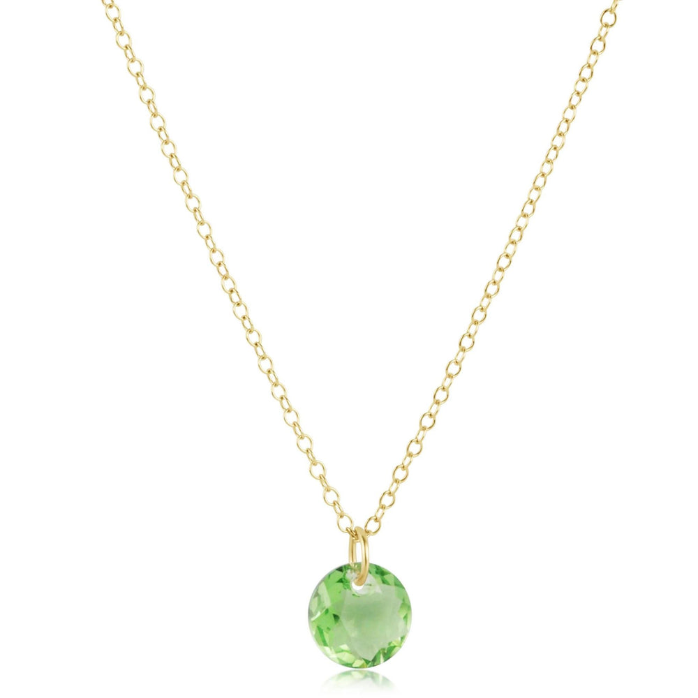 16" Necklace Gold Reflection Small Charm - Peridot