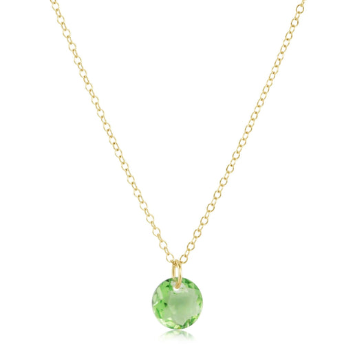 16" Necklace Gold Reflection Small Charm - Peridot