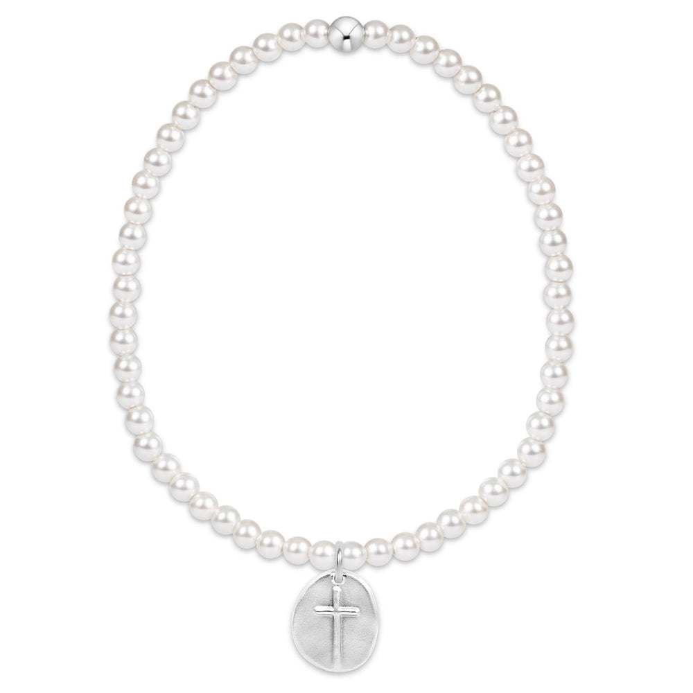 Classic Pearl Bead Bracelet - Inspire Small Sterling Charm 3mm