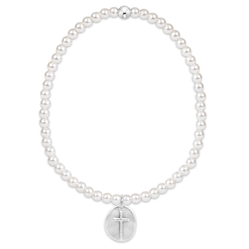 Classic Pearl Bead Bracelet - Inspire Small Sterling Charm 3mm