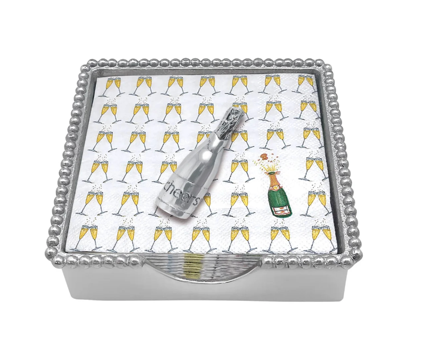 Champagne Beaded Napkin Box Set