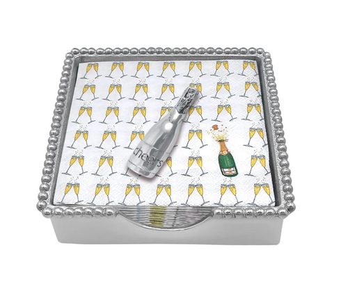 Champagne Beaded Napkin Box Set