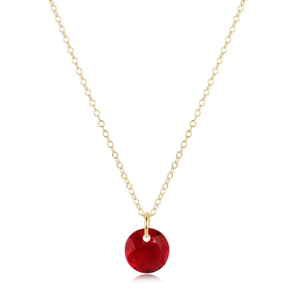 16" Necklace Gold Reflection Small Charm - Garnet
