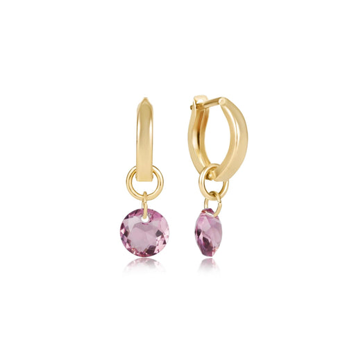 Huggie Gold 0.5" Hoop - Reflection Small Charm - Amethyst