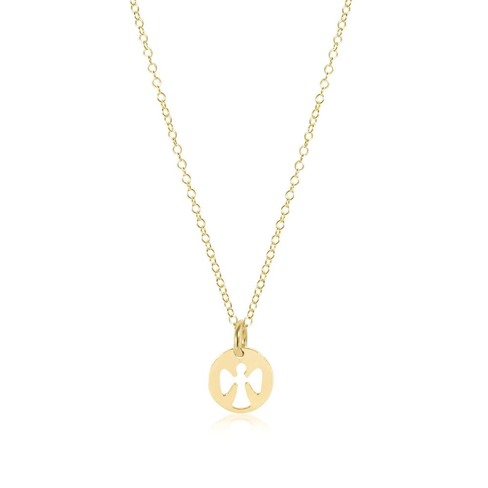 16” Necklace Gold - Guardian Angel Small Gold Disc