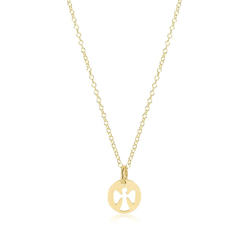 16” Necklace Gold - Guardian Angel Small Gold Disc