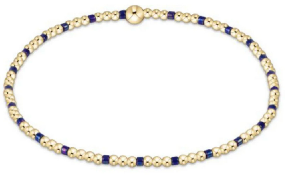 egirl Hope Sincerity Pattern 2mm Bead Bracelet Blue Metallic