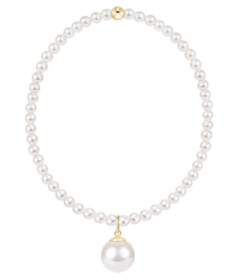 Classic Pearl 3mm Bracelet - Classic Pearl 10mm Charm