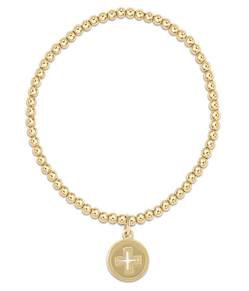 Classic Gold 3mm Bracelet - Signature Cross Gold Disc