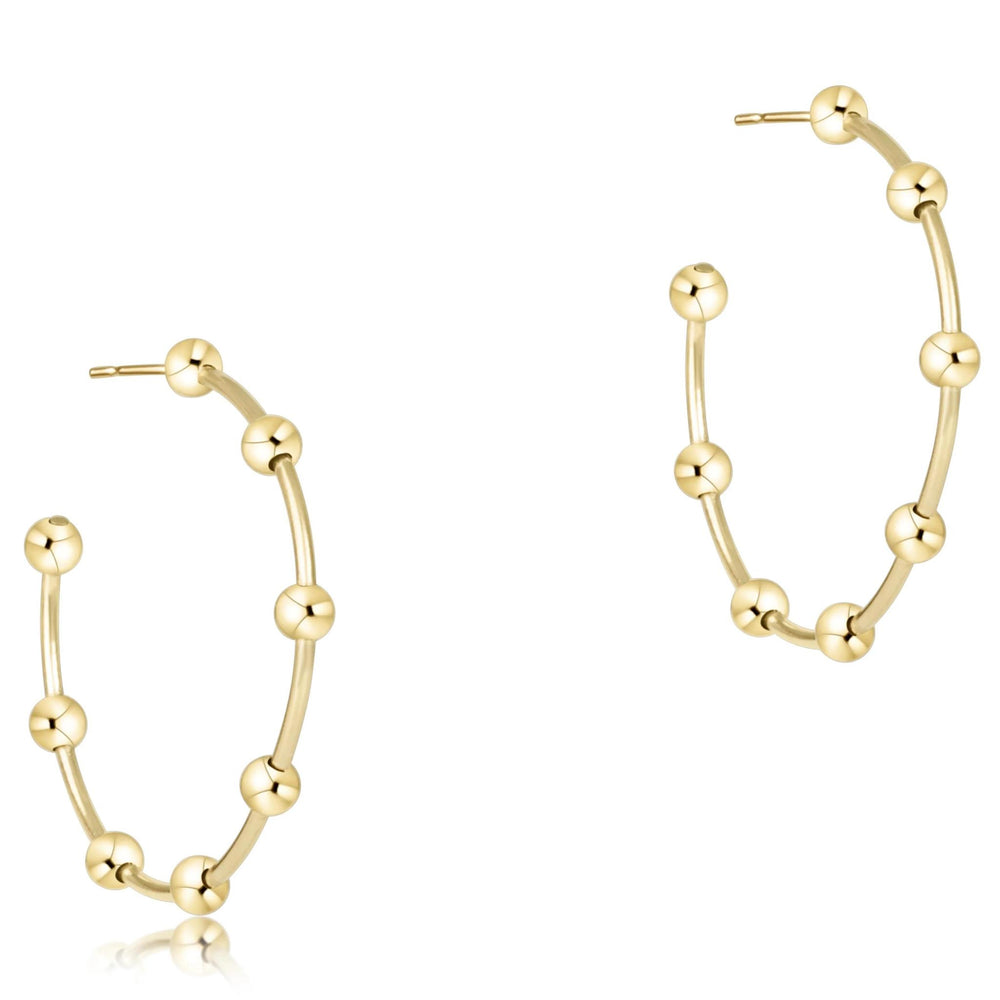 Beaded Simplicity 1.5" Post Hoop - Gold 4mm
